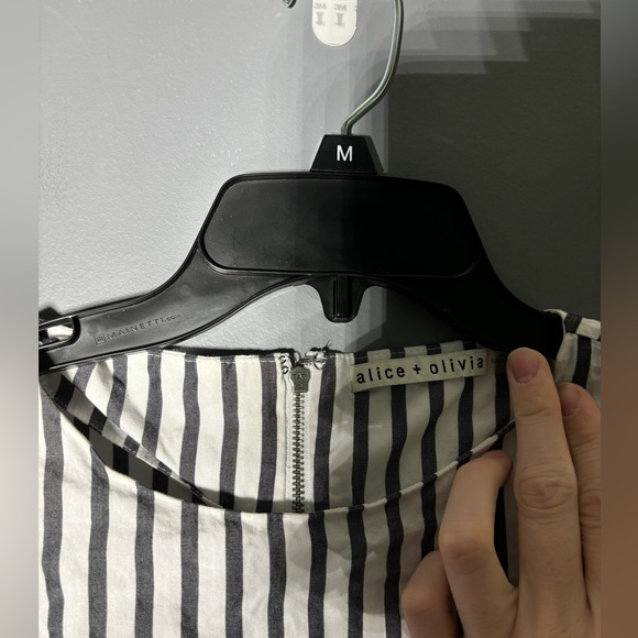 Alice + Olivia Bernice Striped Cotton Peplum Blouse Size XS - Picture 4 of 6
